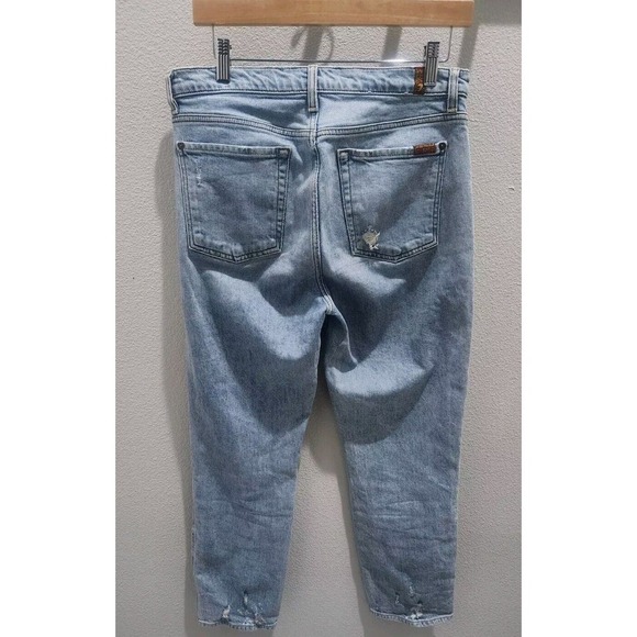 7 For All Mankind‎ Edie Jeans Women's Size 31 Mid Rise Straight Leg Distressed - Picture 3 of 13